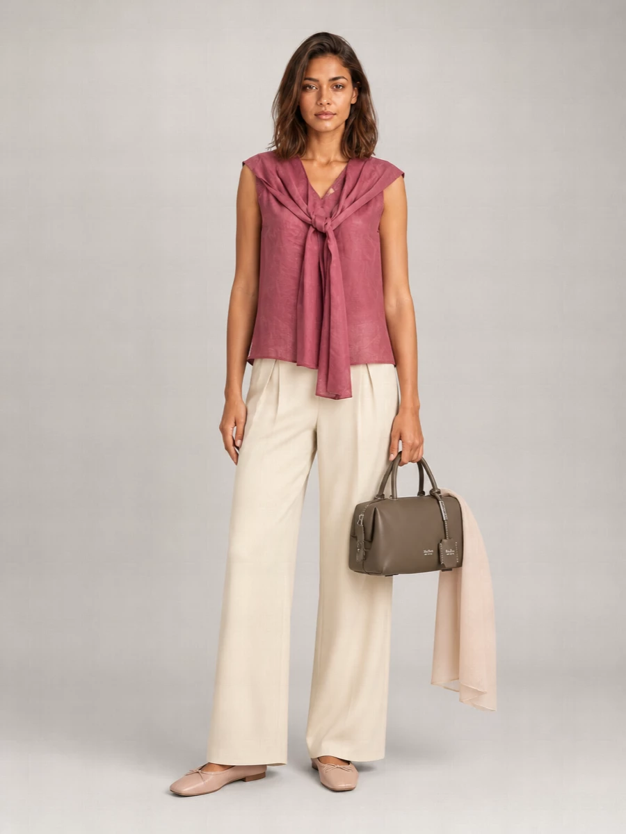 S Max Mara Draped Ramie Blouse