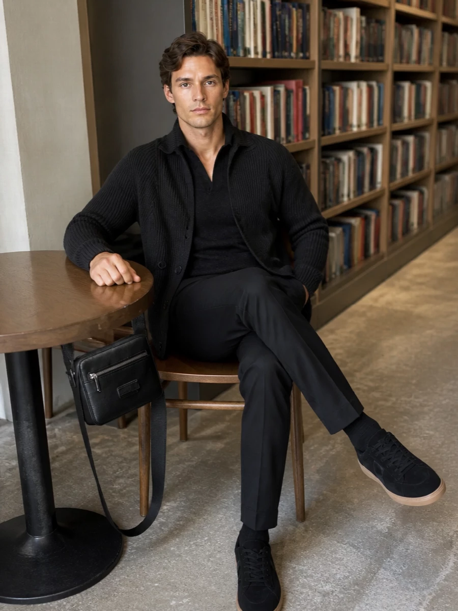 Tom ford mens black knit jacket trouser outfit
