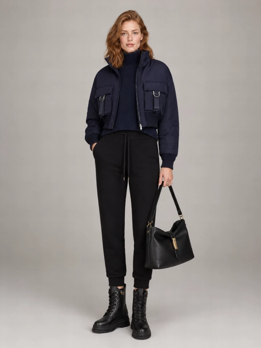 Pinko Cropped Satin Bomber Jacket