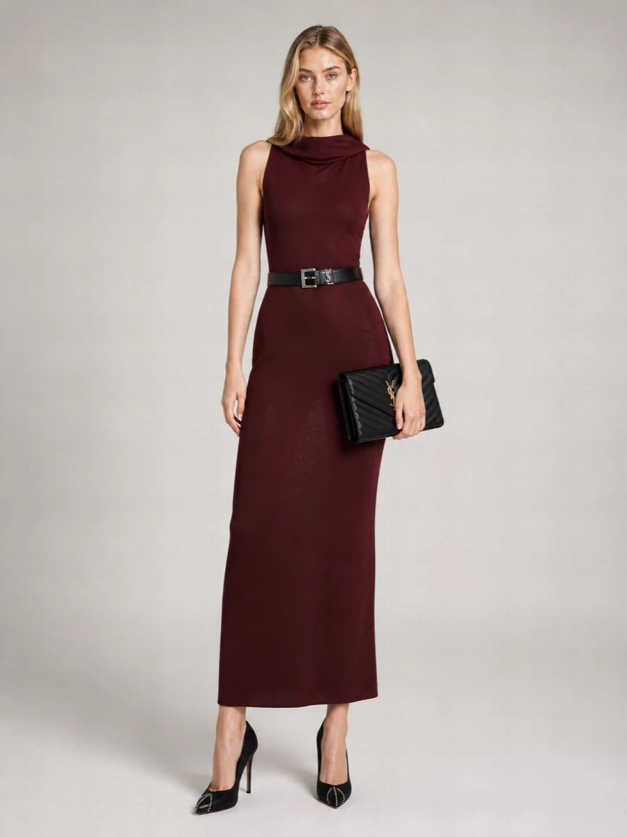 Saint Laurent hooded maxi dress