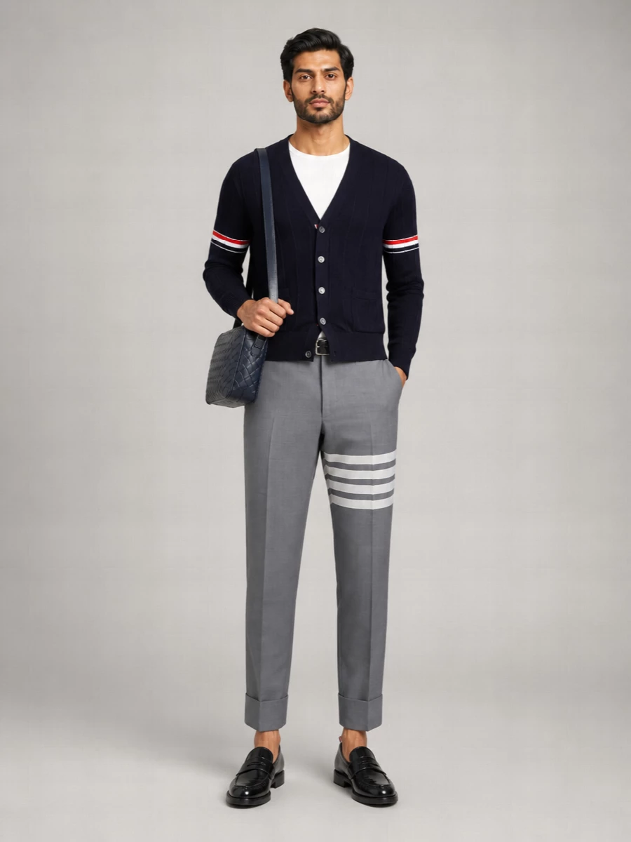 Thom Browne Wool V-Neck Cardigan
