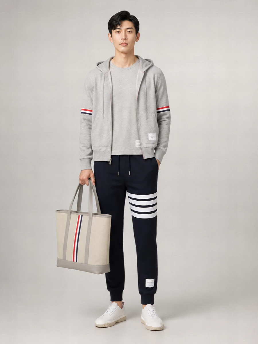 Thom Browne Cotton Mélange Zip-Up Hoodie