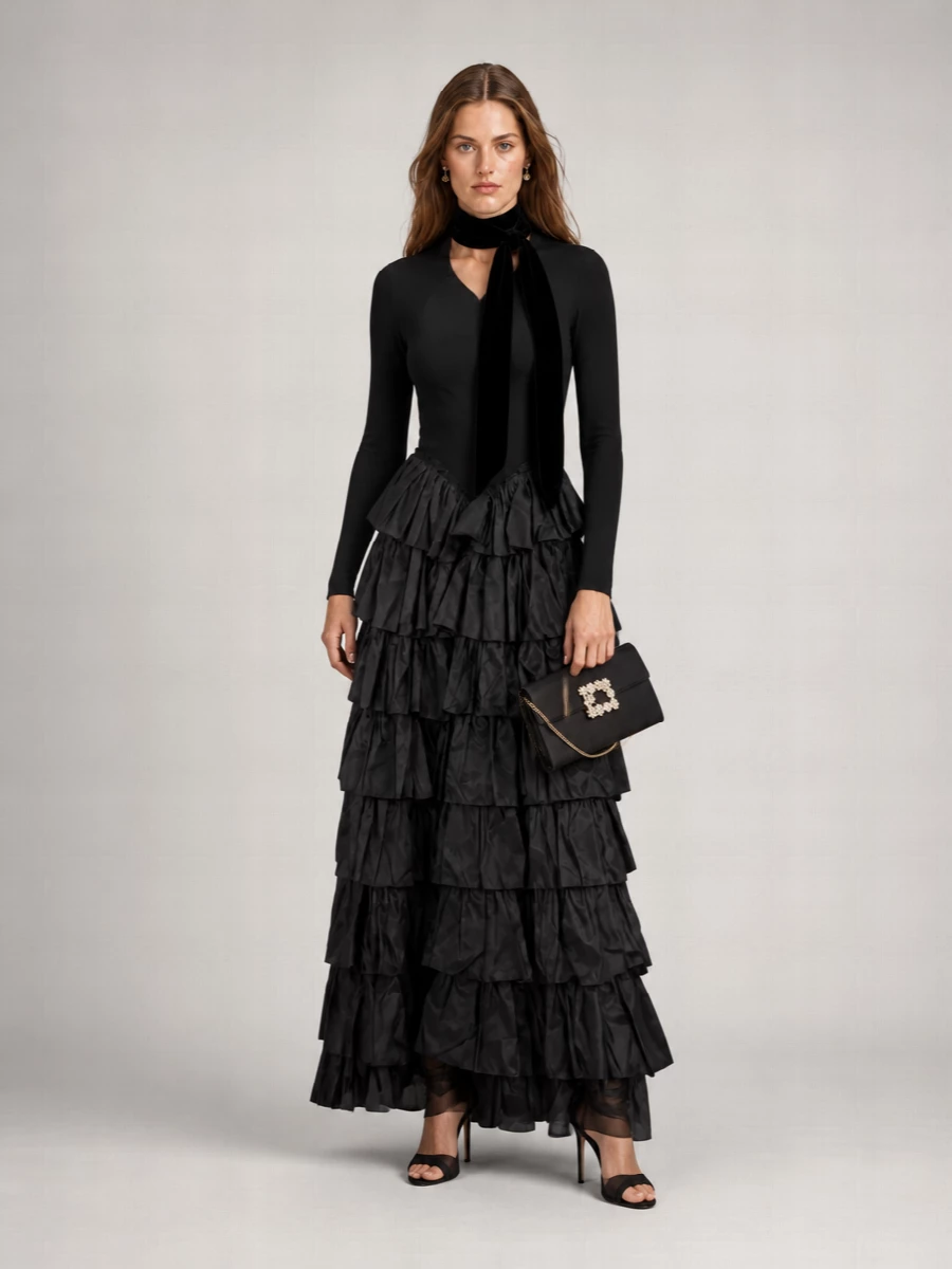 Elisabetta Franchi ruffled maxi dress
