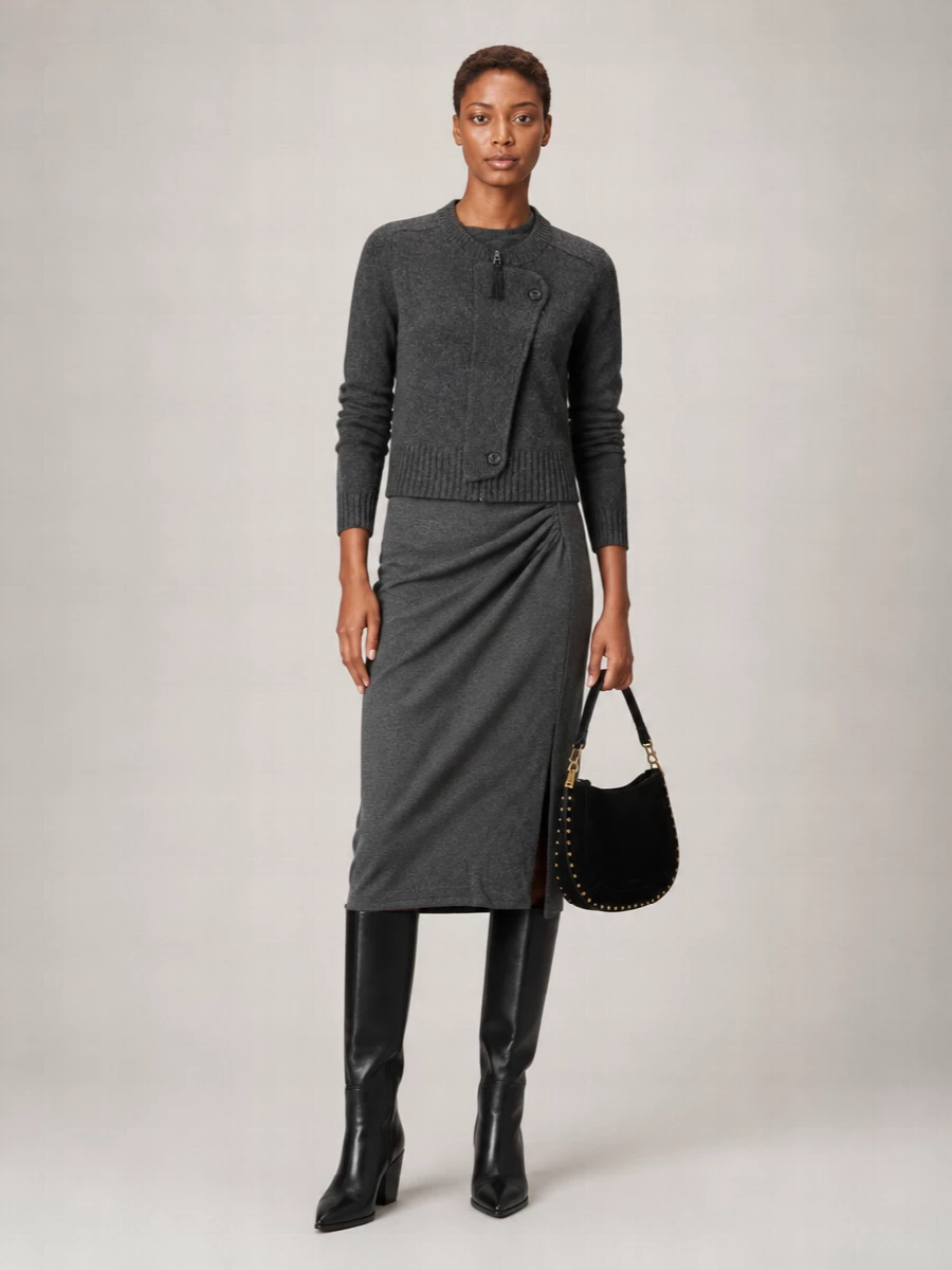 Isabel Marant Cashmere Merino Wool Ribbed Zip Cardigan