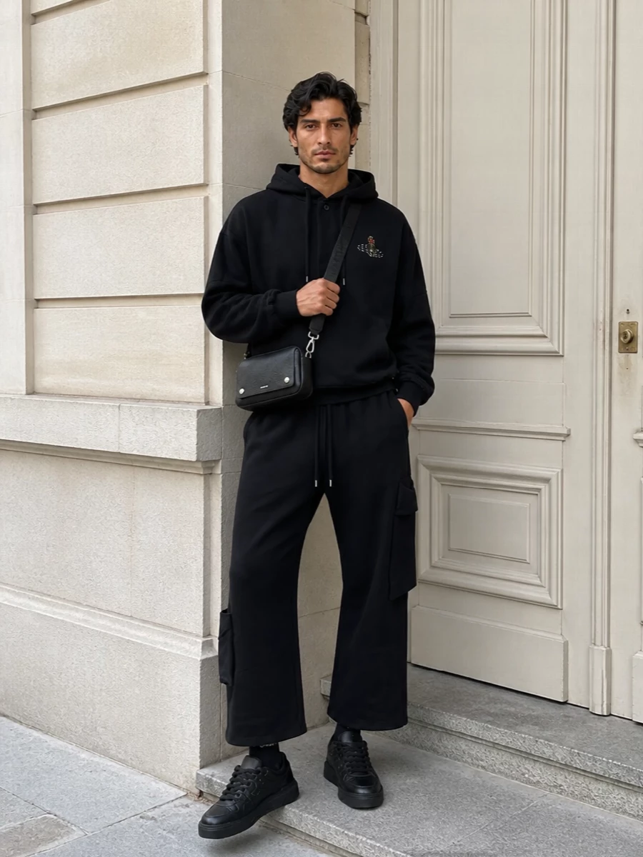 Vivienne westwood black cargo joggers outfit men