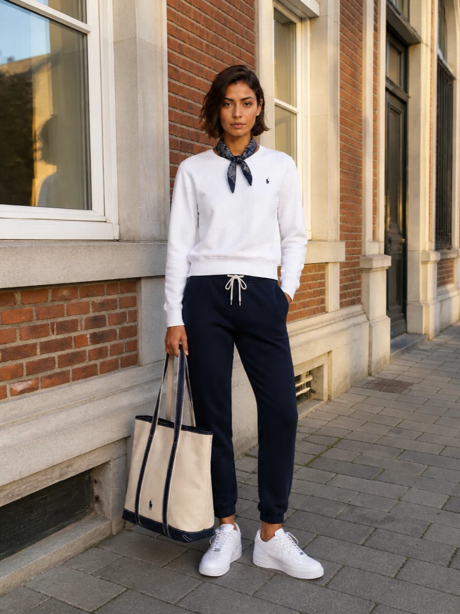 Polo ralph lauren navy joggers white sweatshirt