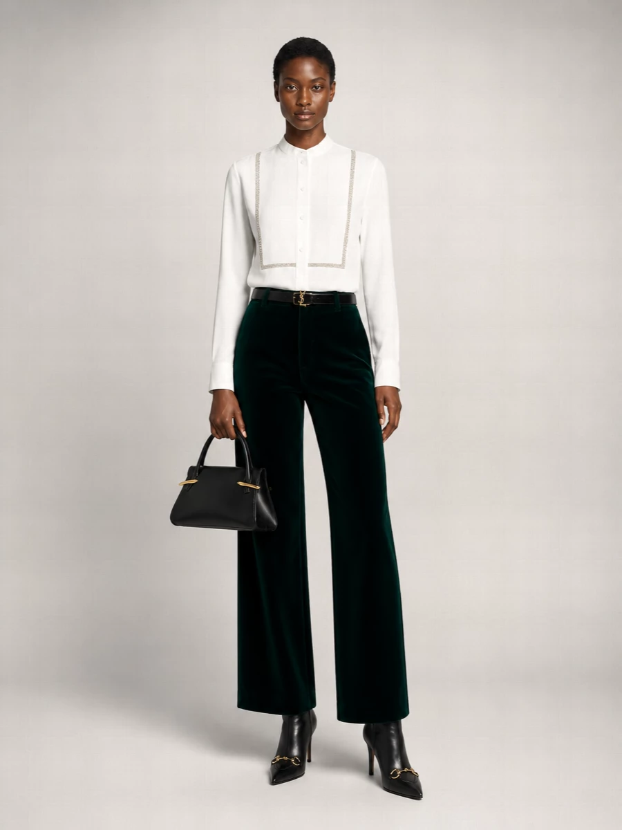 Gucci Velvet Wide-Leg Trousers