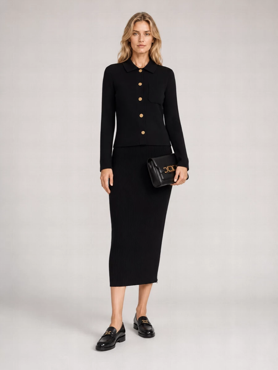 Saint Laurent Wool Polo Cardigan