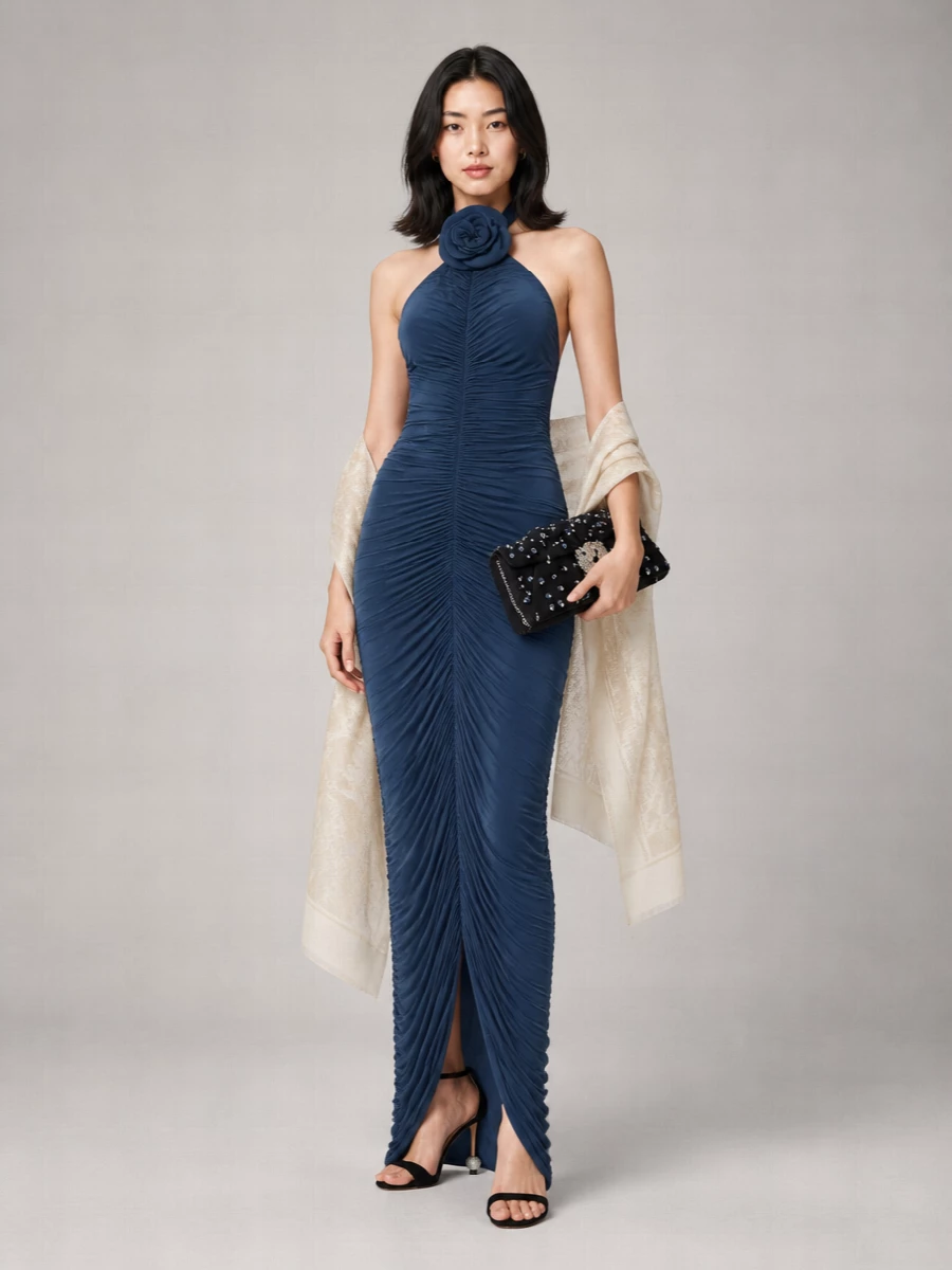 Magda Butrym Draped Strapless Maxi Dress