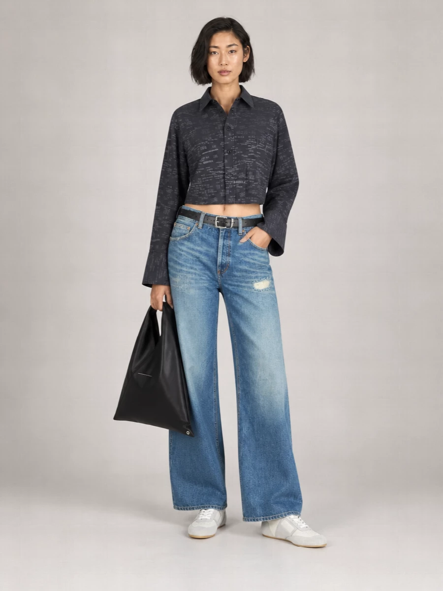 Mm6 Maison Margiela 'reverse' wide leg denim jeans | The Fashion