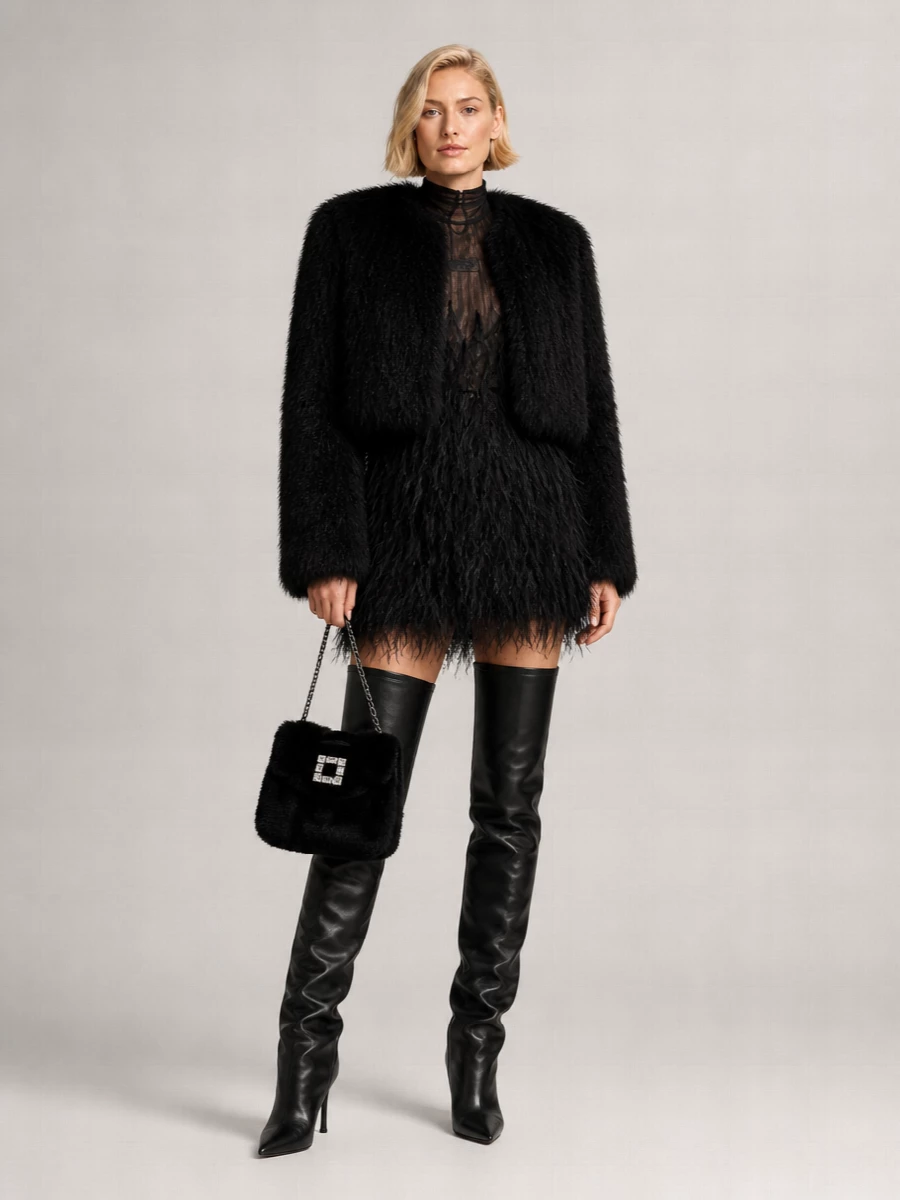 The Attico Faux Shearling Short Jacket