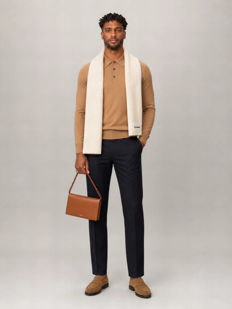 John Smedley Merino Wool Long-Sleeve Polo Shirt