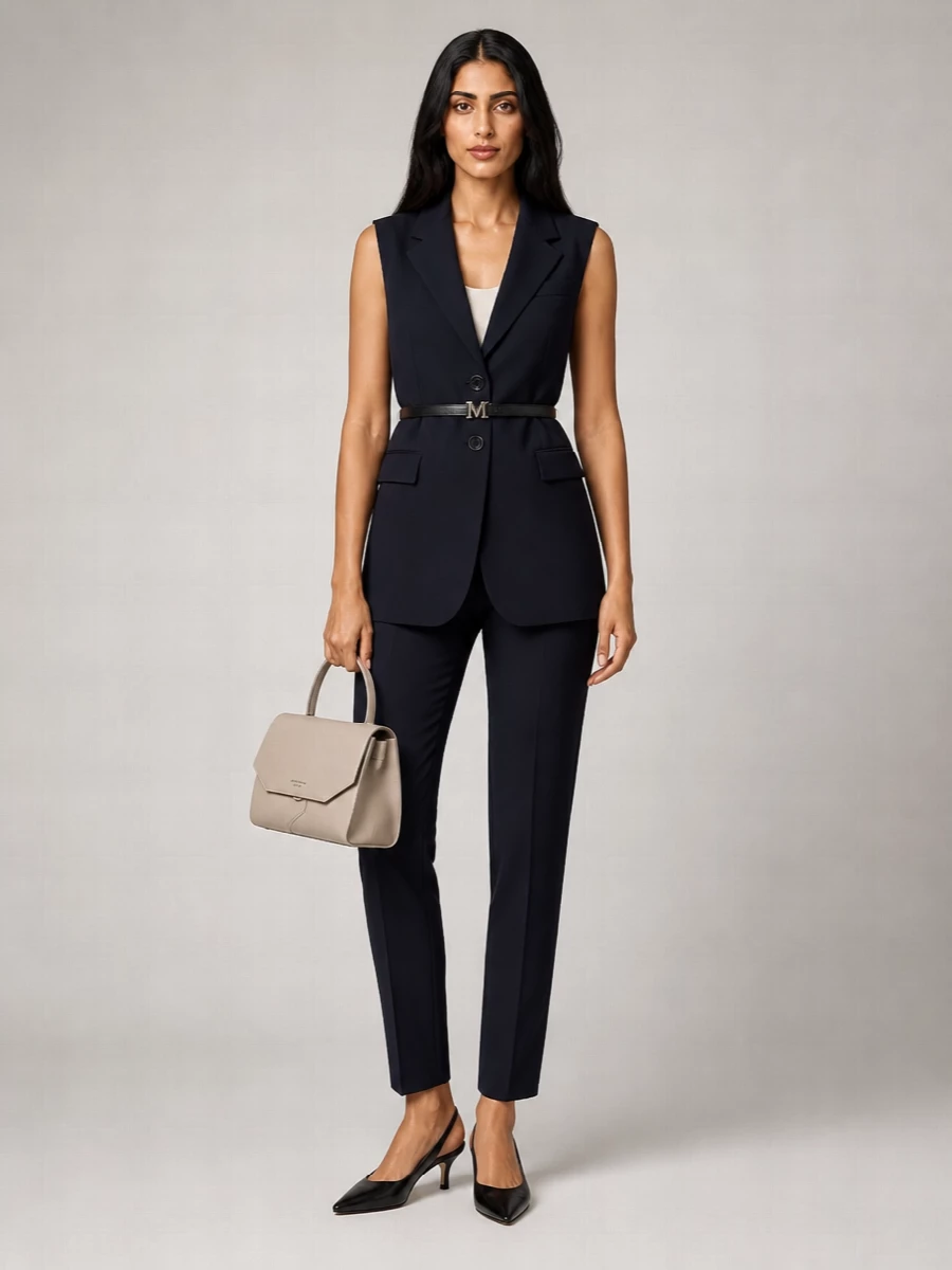 Max Mara virgin wool sleeveless suit jacket
