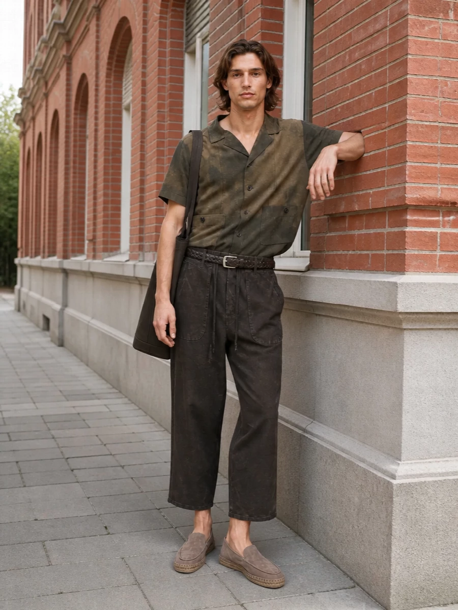 Uma wang camp shirt cropped trousers outfit