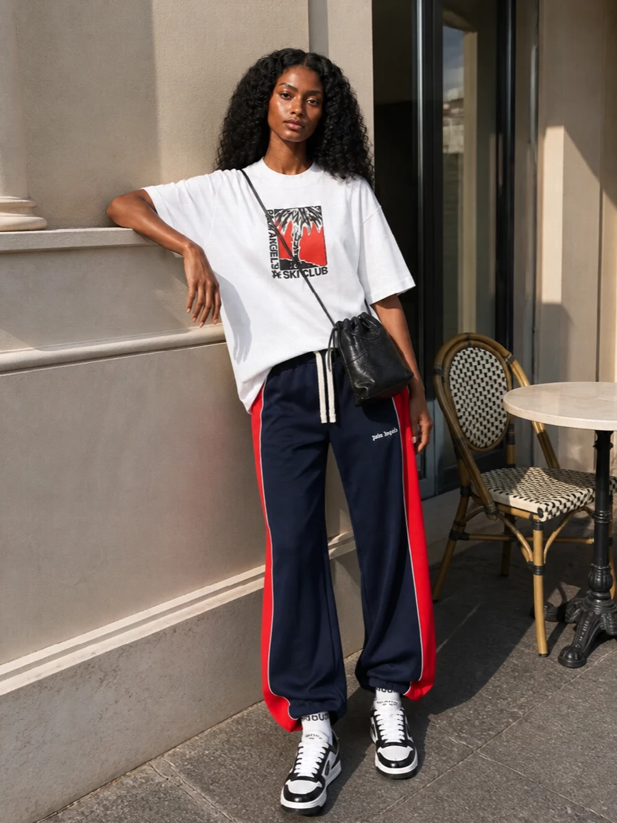 Palm angels track pants prada sneakers outfit