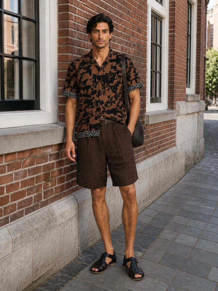 Dries van noten camp shirt bermuda outfit