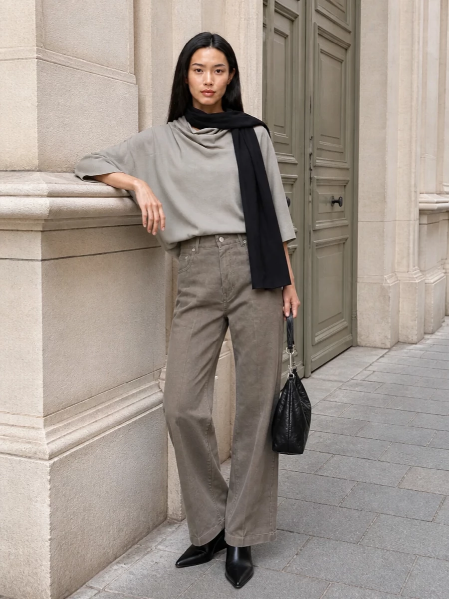 Rick owens taupe wide leg pants sculptural boots