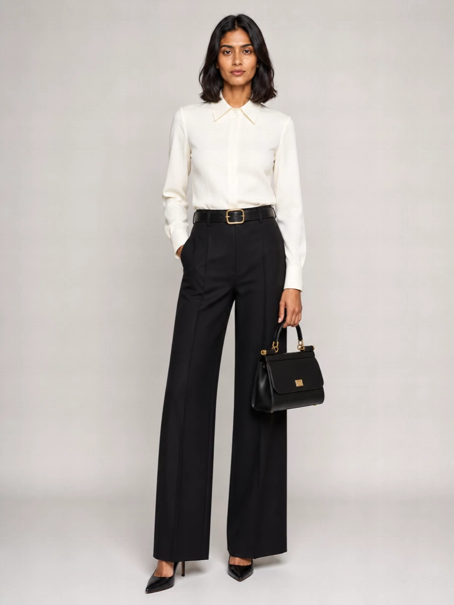 Dolce&Gabbana High-Rise Flared Wool Wide-Leg Trousers