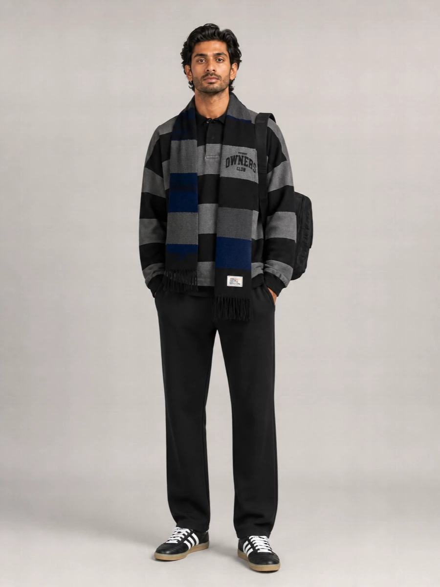 Represent Striped Cotton Long-Sleeve Polo Shirt
