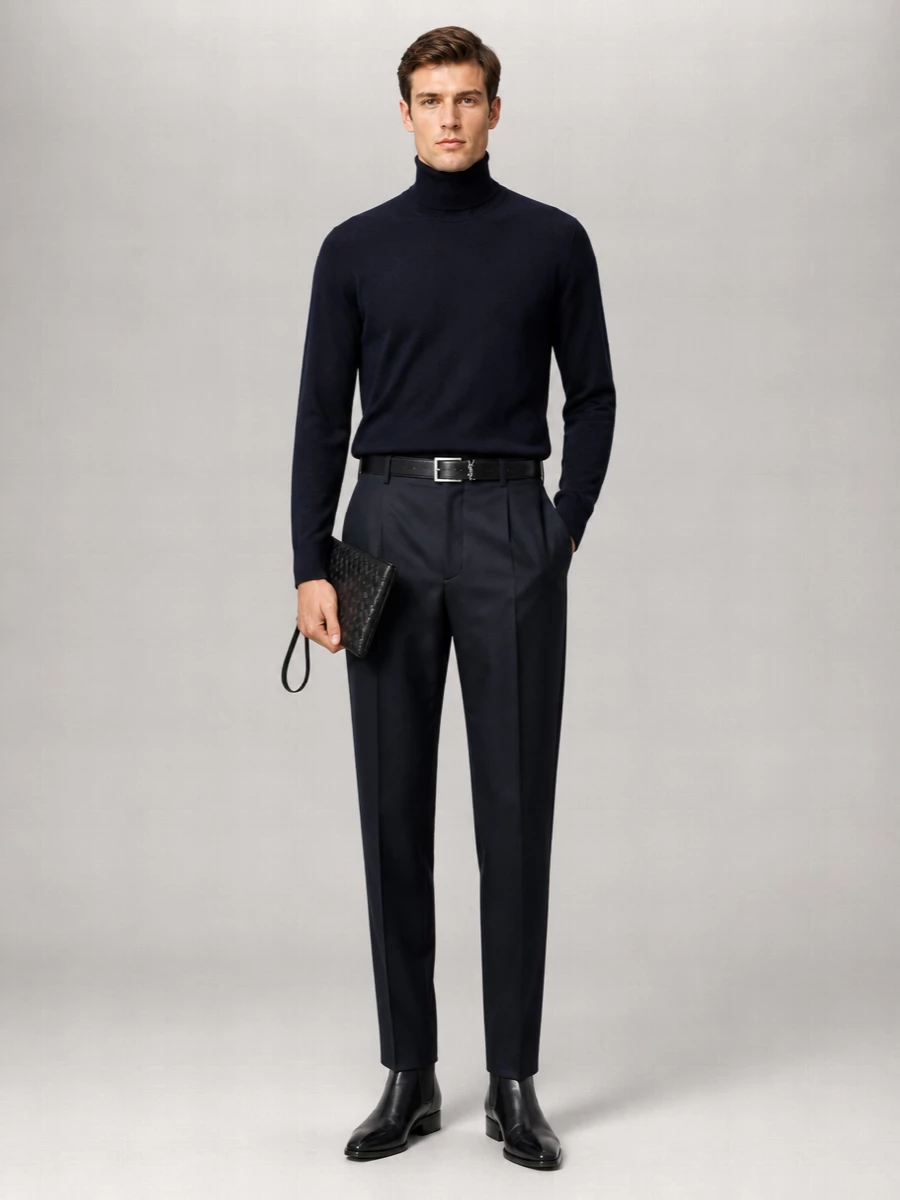 Saint Laurent Cashmere Silk Wool Fine-Knit Turtleneck Jumper