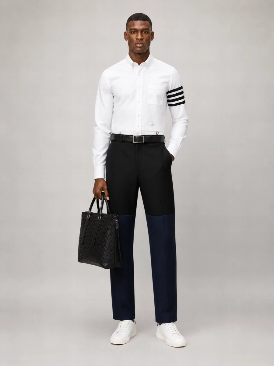 Thom Browne Cotton Panelled Straight-Leg Trousers