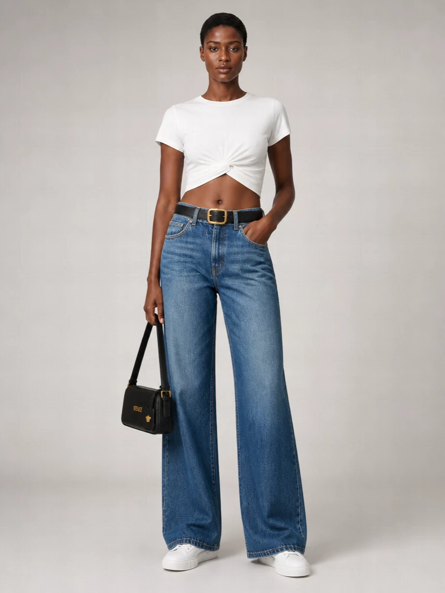 Versace Denim High-Rise Wide-Leg Jeans