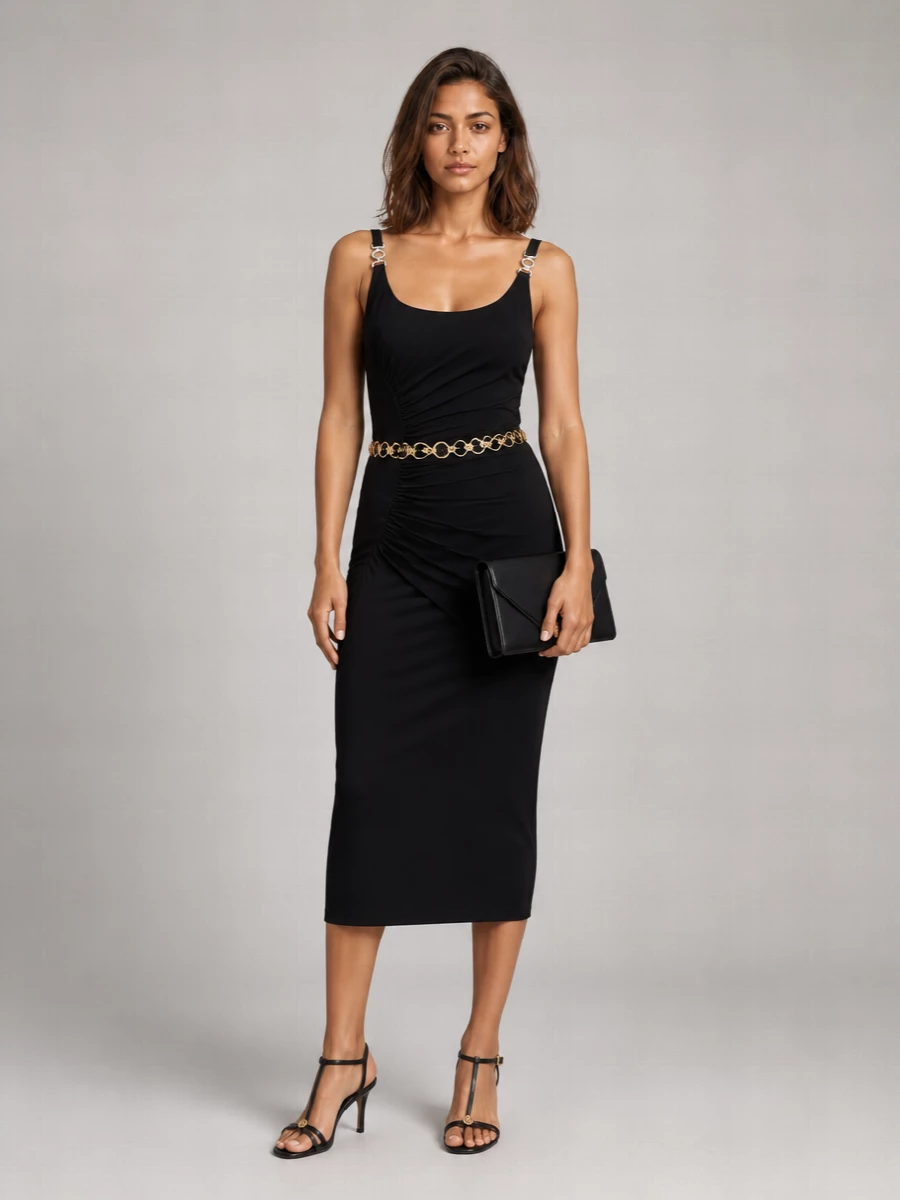 Versace Draped Stretch-Jersey Midi Dress