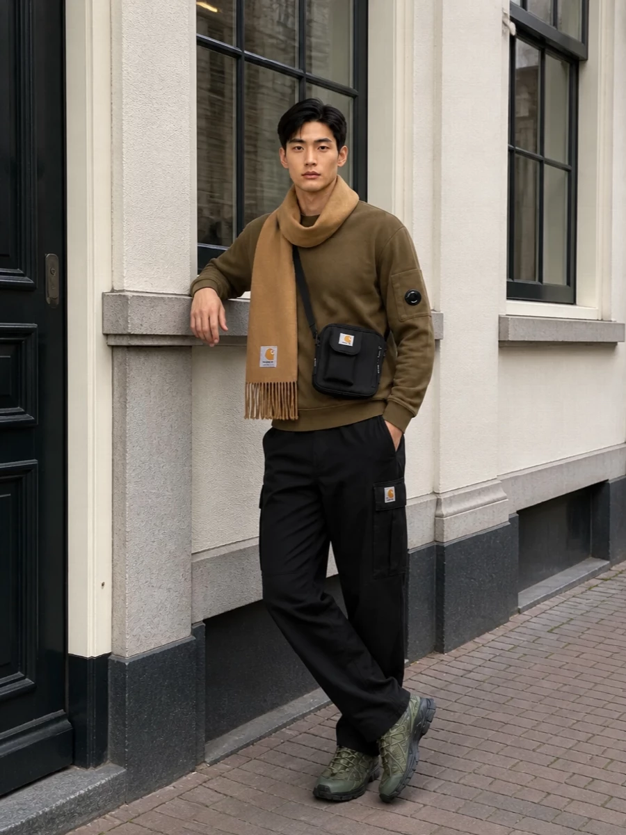 Cp company sweatshirt black cargo pants outfit