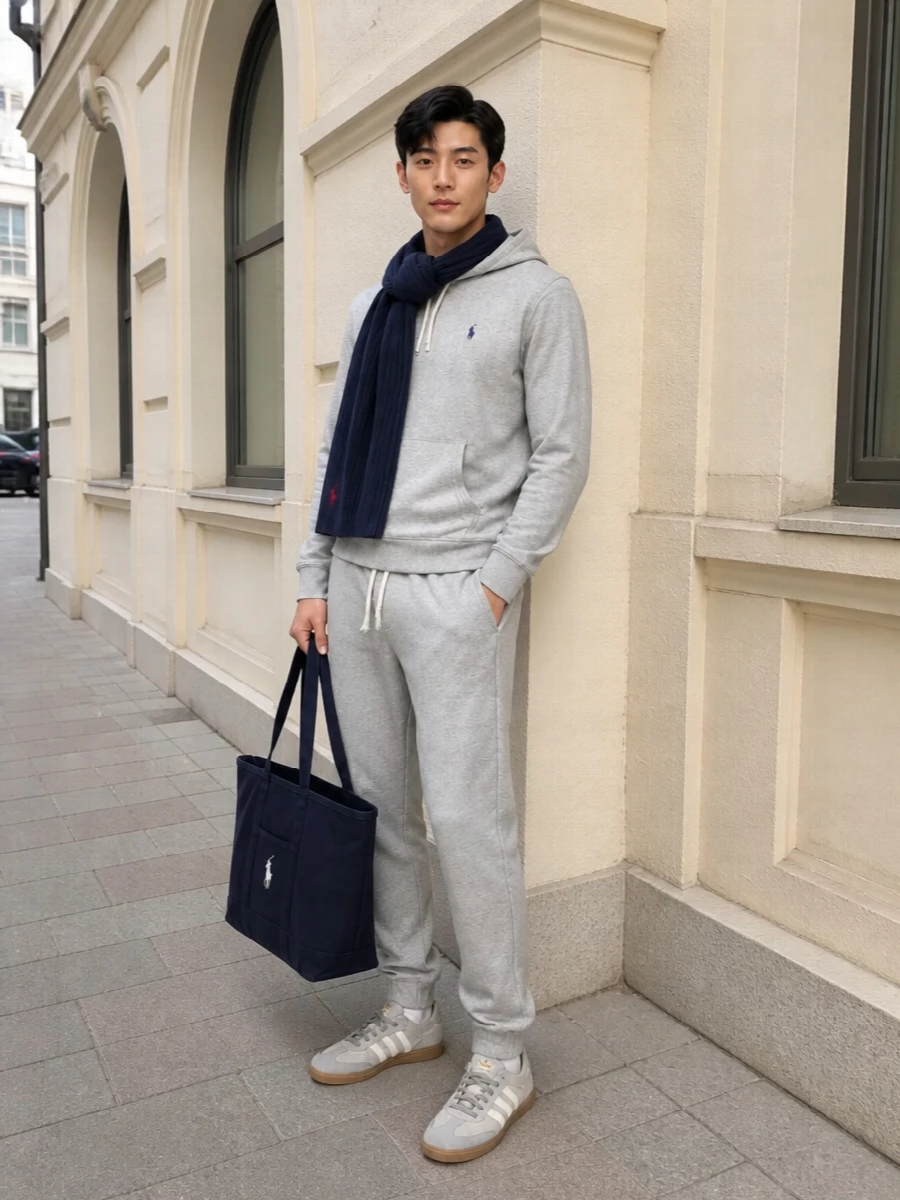 Ralph lauren grey tracksuit adidas grey sneakers