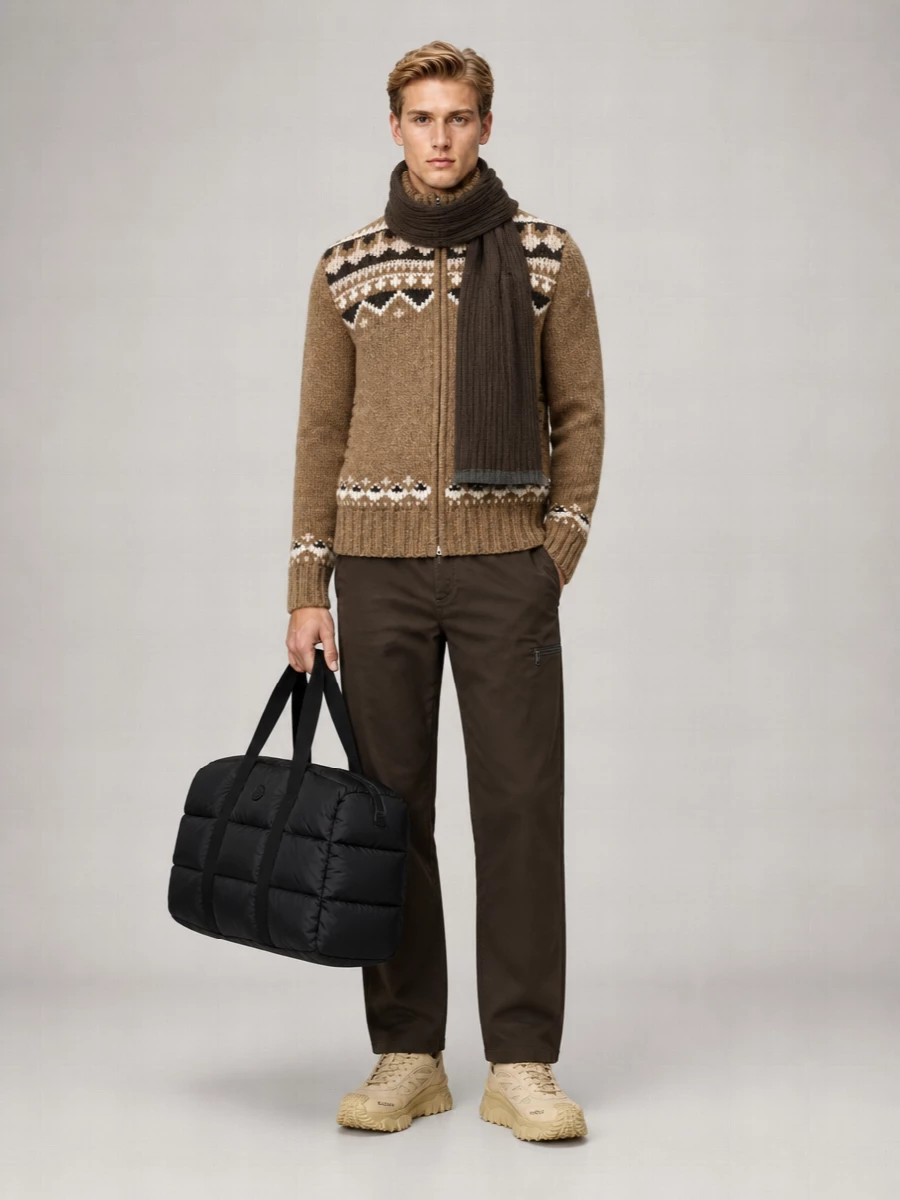 Moncler Wool Bouclé Zip-Up Cardigan