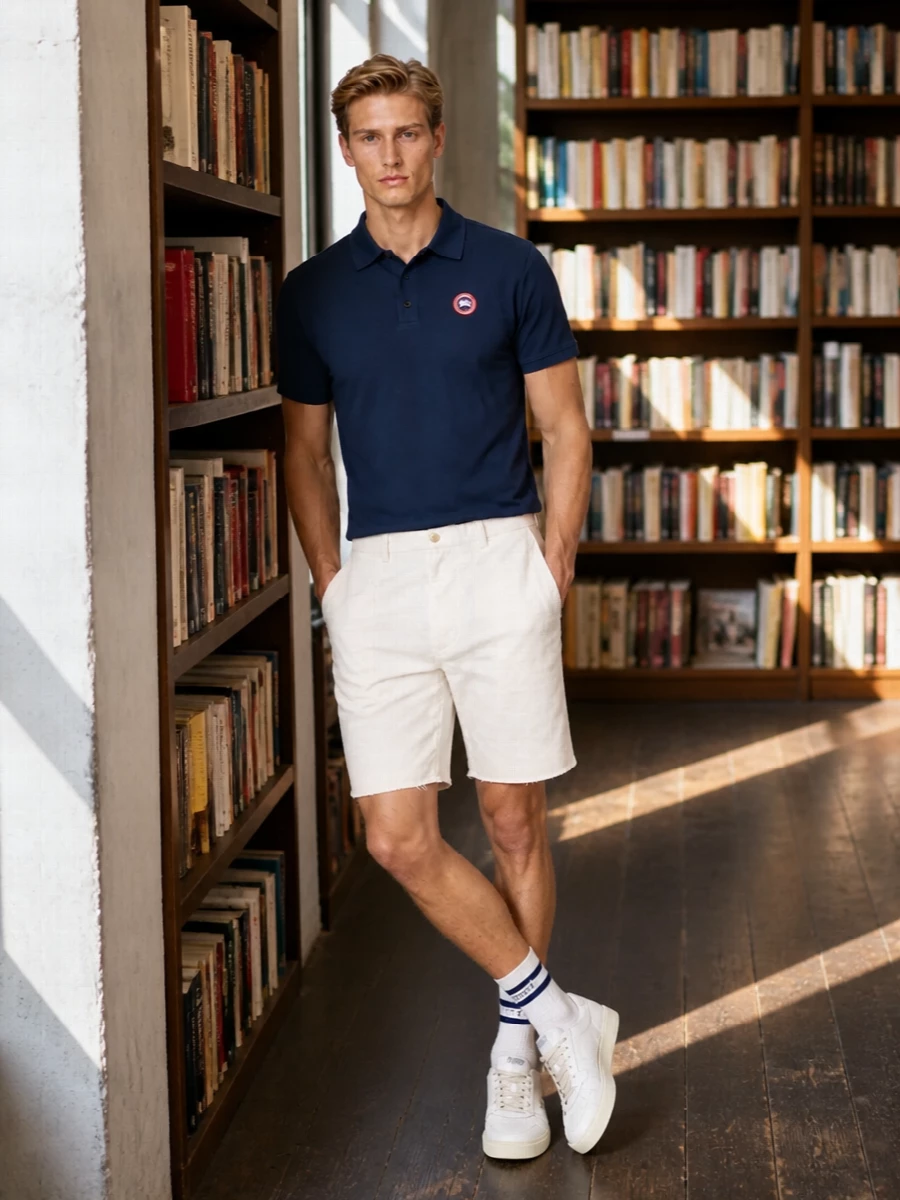 Canada goose polo chino shorts white sneakers
