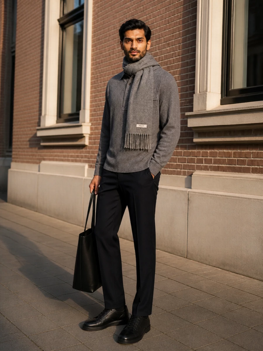Vince charcoal shirt pt torino navy trouser outfit