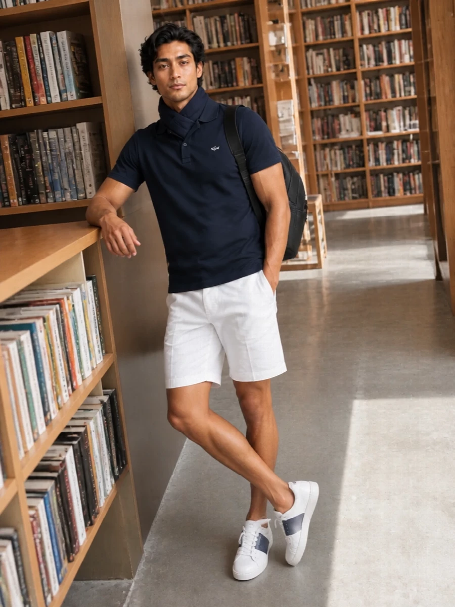 Paul shark polo white chino shorts valentino sneakers