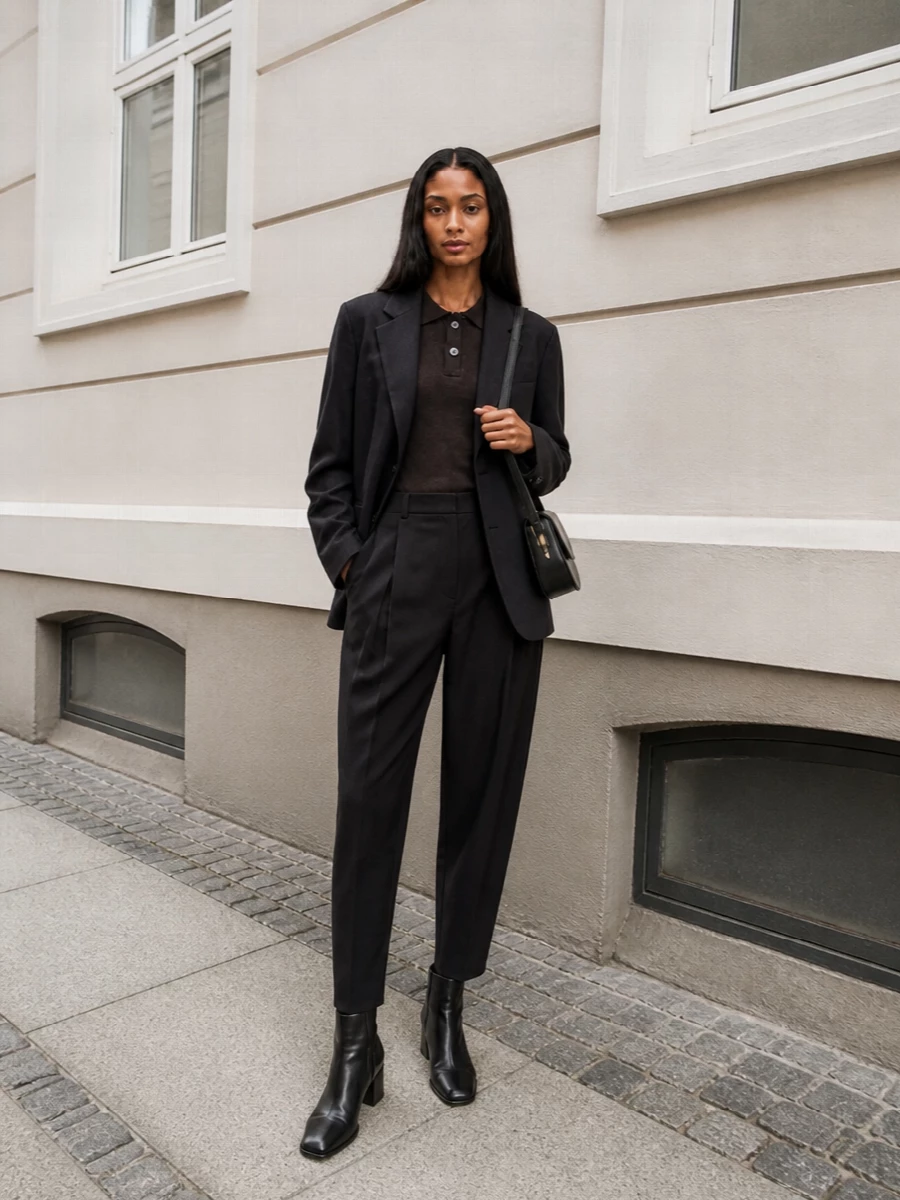 Studio nicholson blazer wide leg trousers outfit