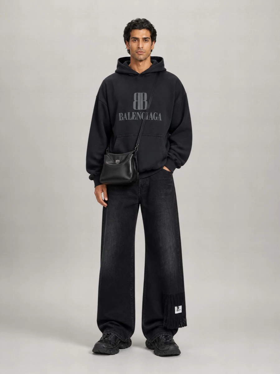 Balenciaga Cotton Logo-Print Hoodie