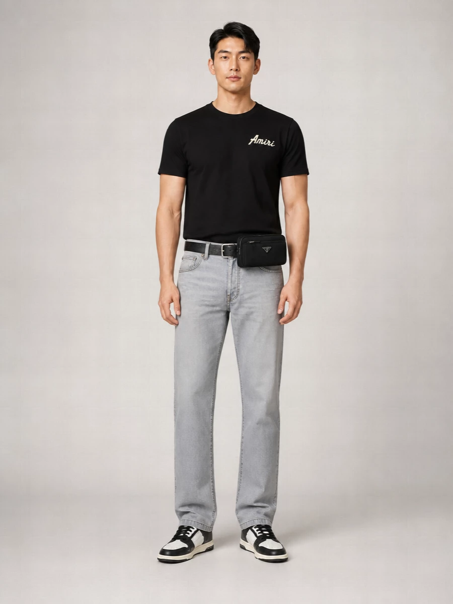Amiri Ribbed Cotton Logo Print T-Shirt