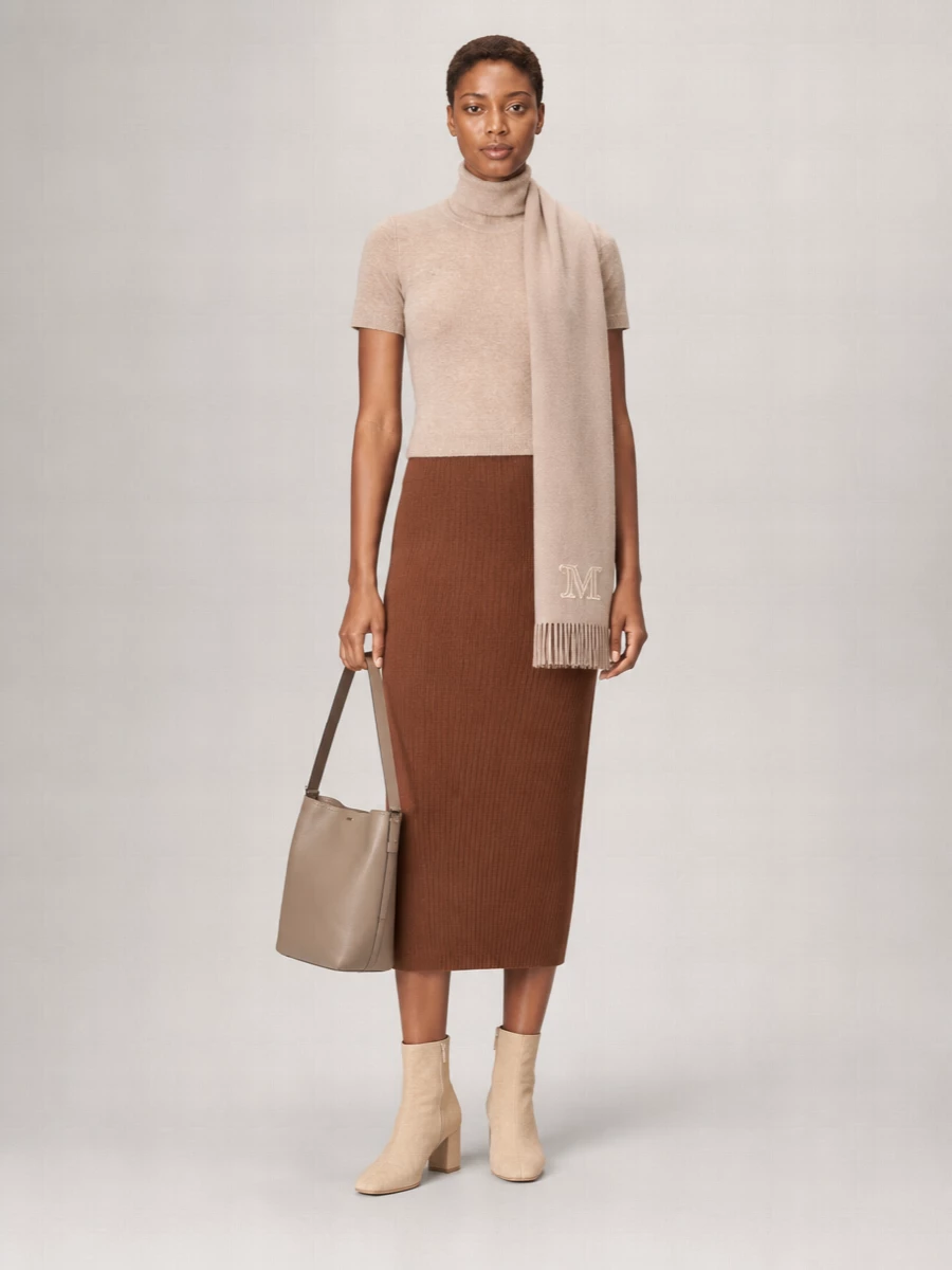 S Max Mara Wool High-Neck Short-Sleeve Sweater
