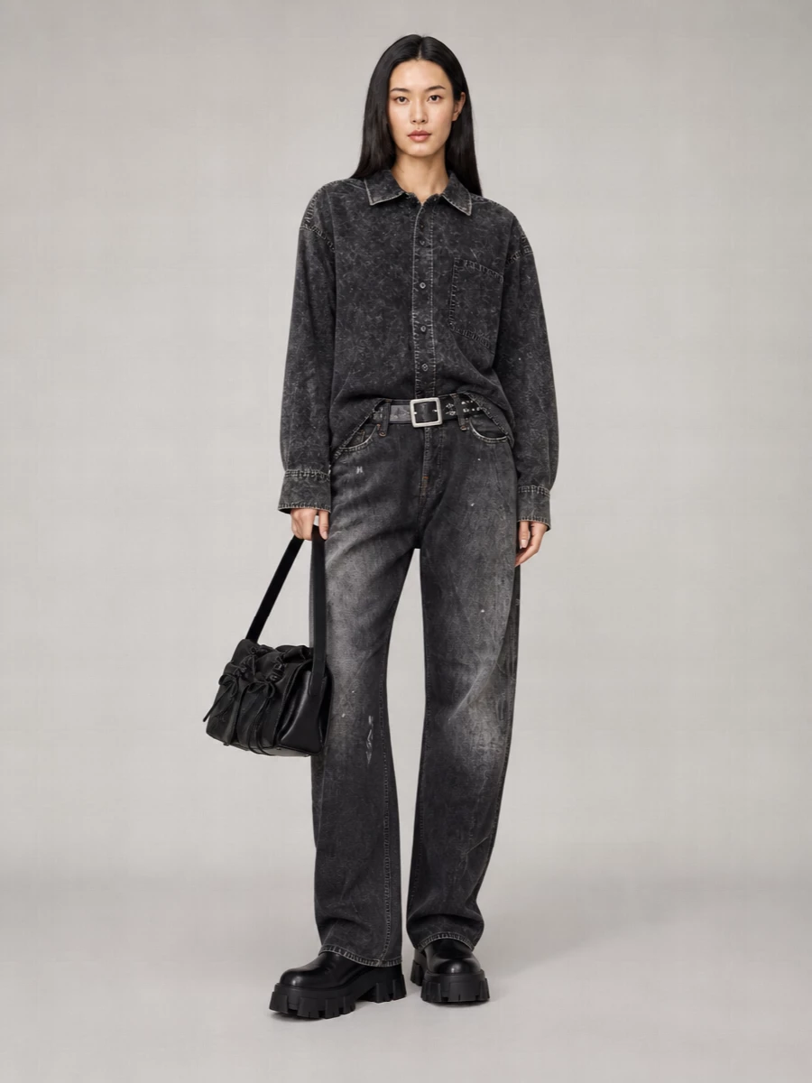 Acne Studios Leather Straight-Leg Jeans