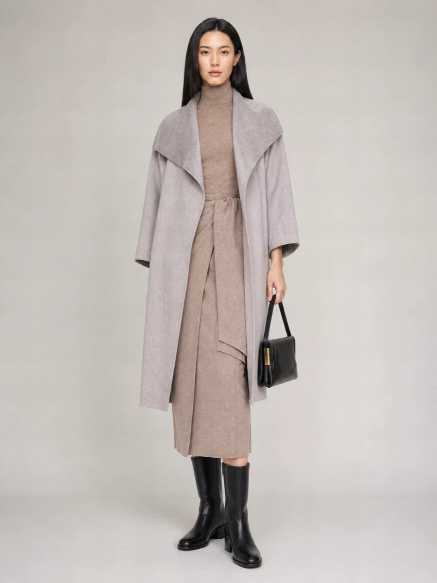 The Frankie Shop wool funnel neck single breasted coat