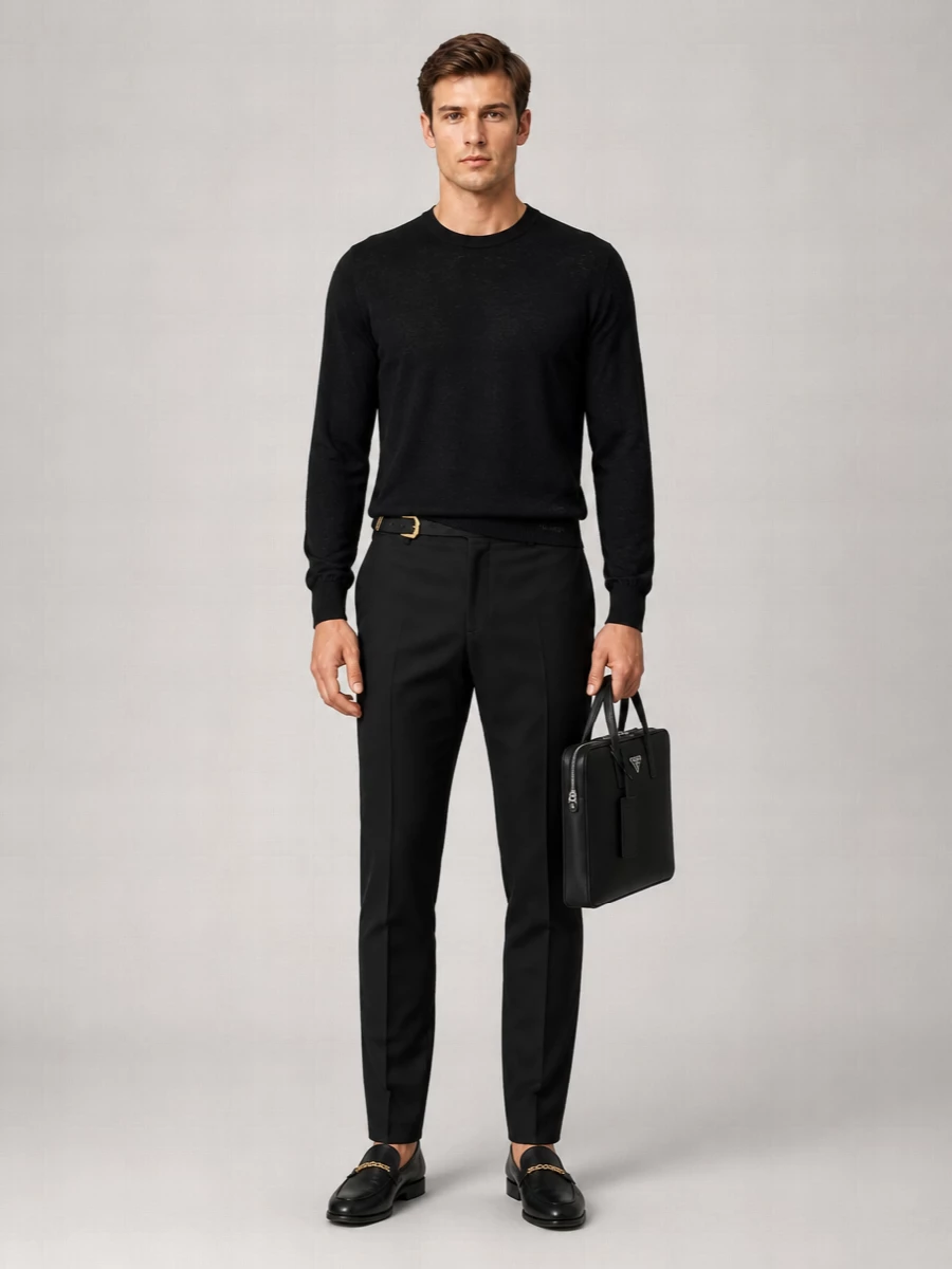 Versace Virgin Wool Blend Tailored Trousers