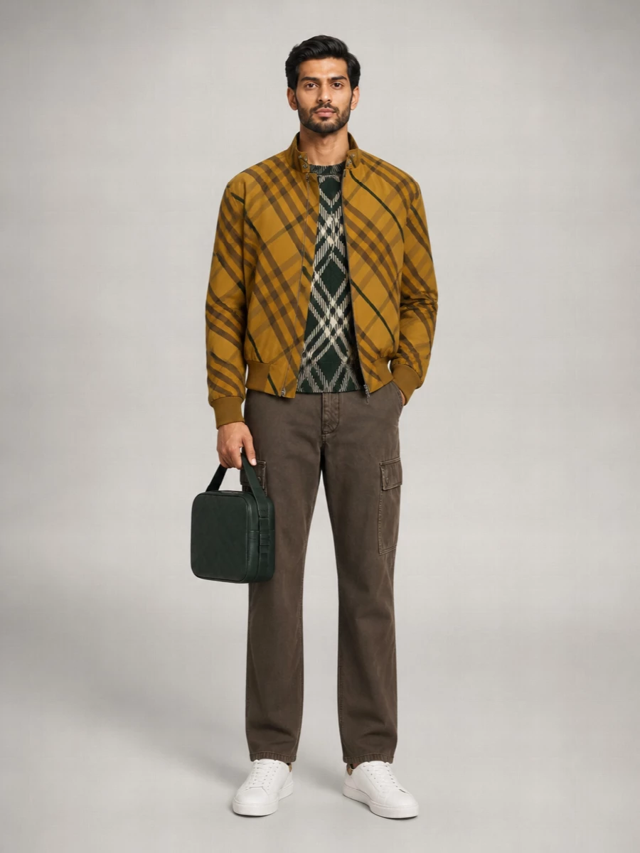 Burberry Check Print Bomber Jacket