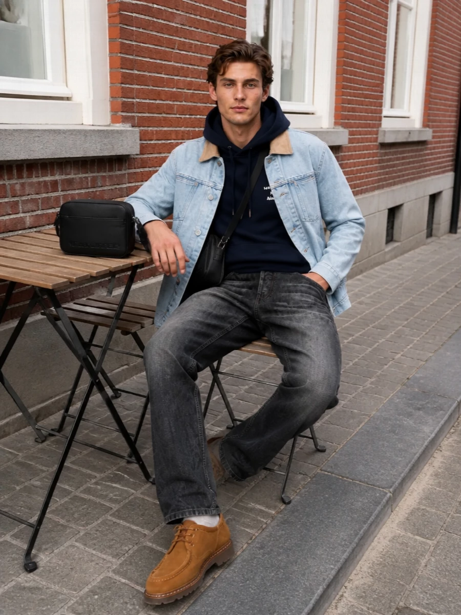 Drole de monsieur denim jacket paraboot outfit