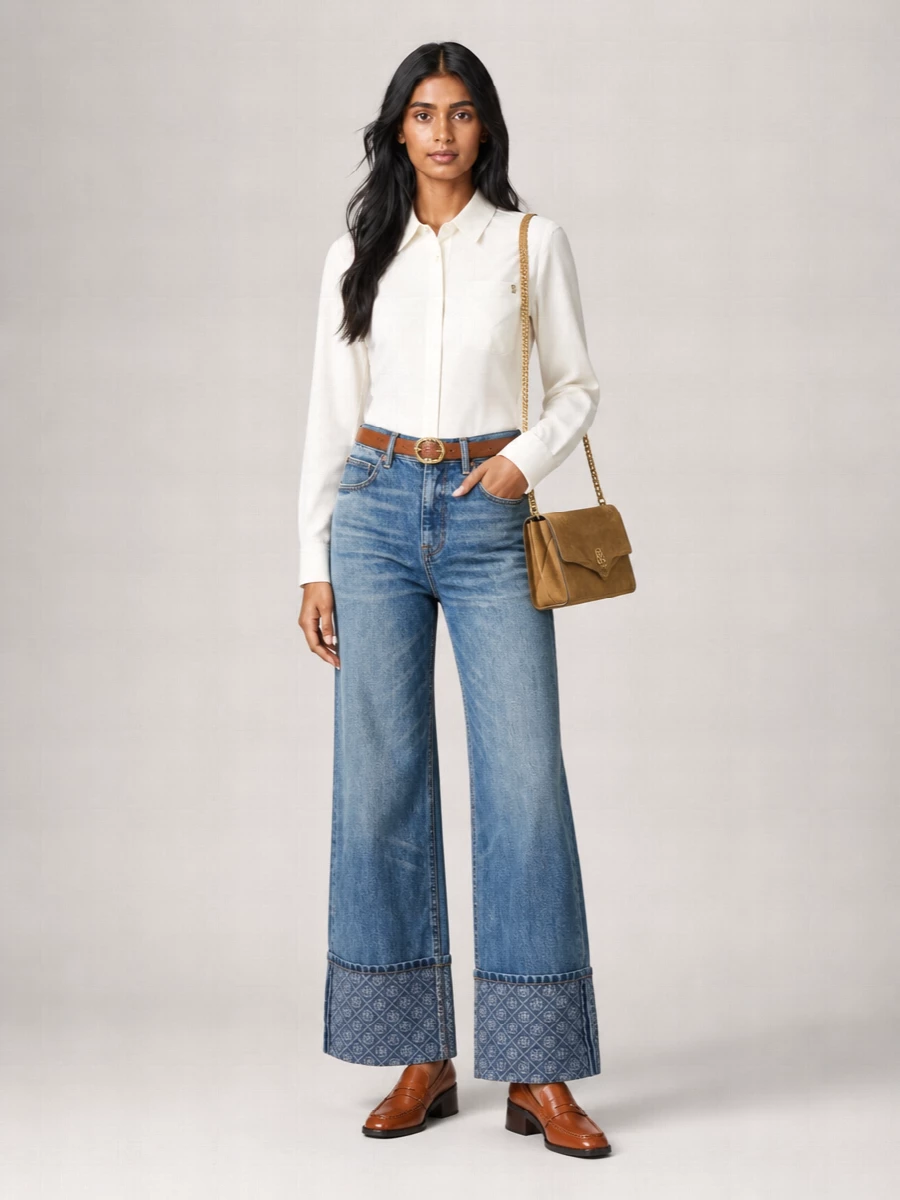 Tory Burch Cotton Straight-Leg Jeans