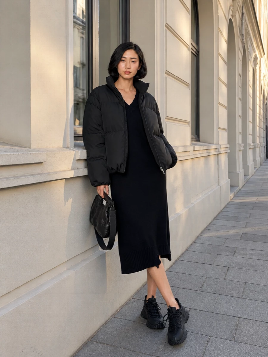 Mm6 puffer black knit dress moncler sneakers