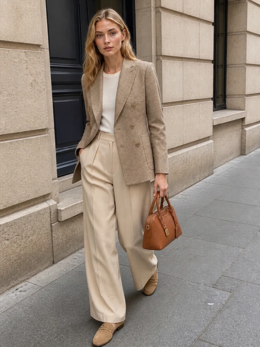 Max mara blazer wide leg trousers outfit