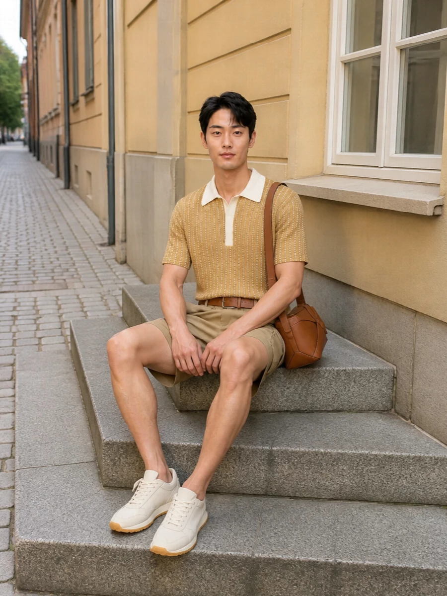 Jil sander cargo shorts knit polo loewe bag