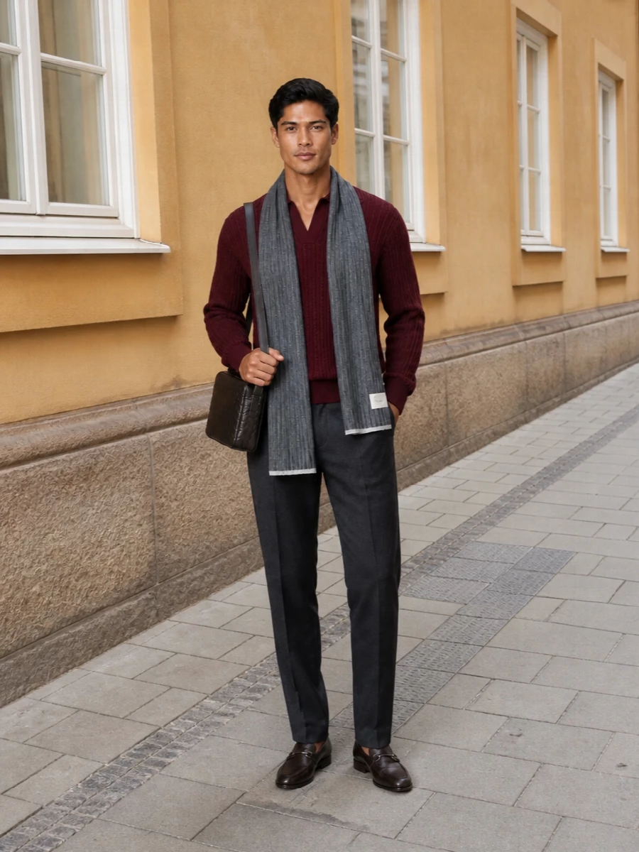 Ferragamo knit prada trouser loafer outfit