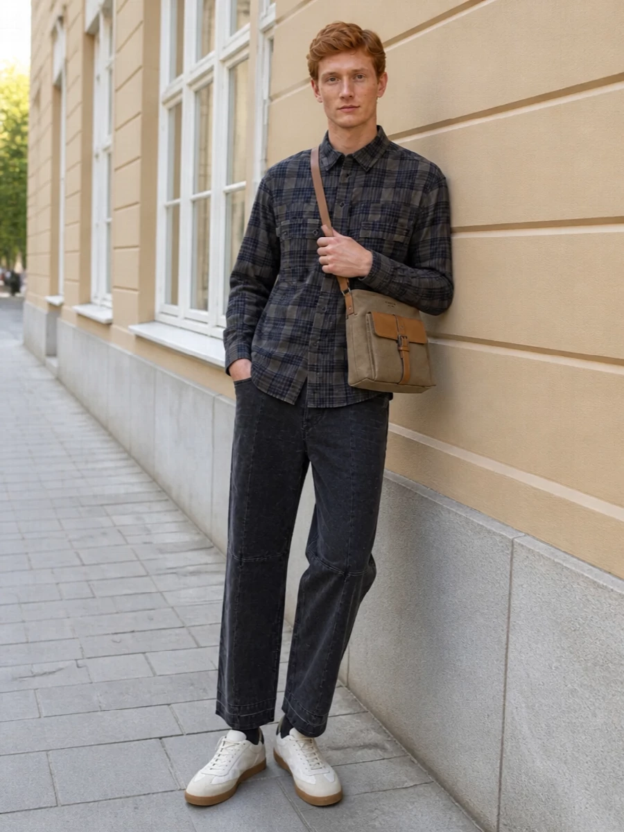 Isabel marant plaid shirt charcoal jeans outfit