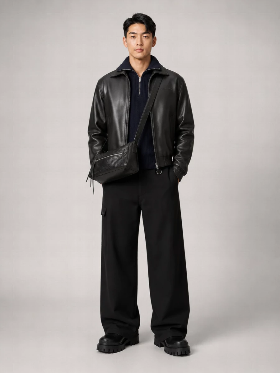 Balenciaga leather cropped jacket