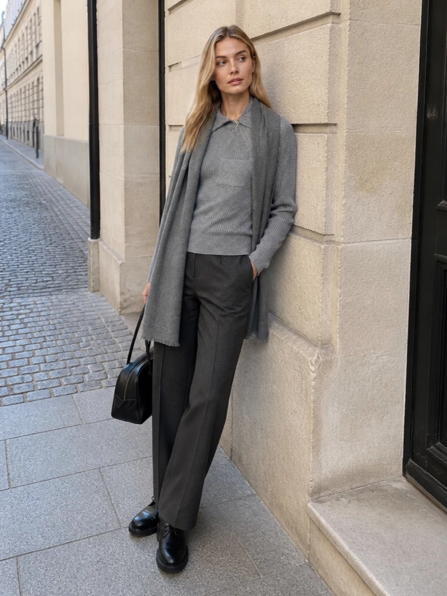 Sportmax grey jumper tailored trousers outfit